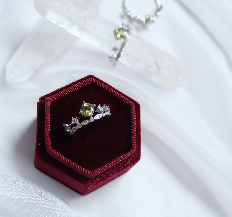 925 Silver Peridot Adjustable Crown Ring, tarnish free image 6
