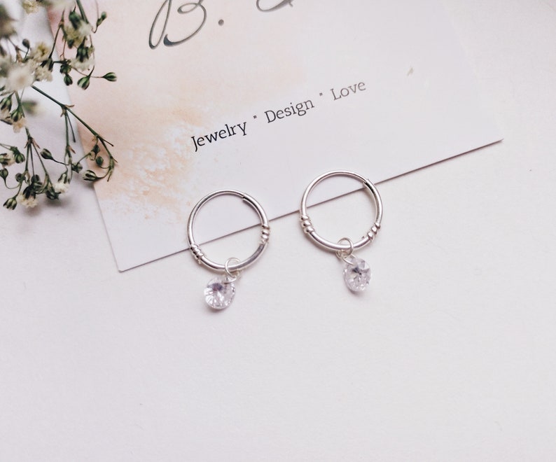 999 zilveren oorringen met kruis, maanster, zirkonia, minimalistische fijne zilveren oorstekers afbeelding 10
