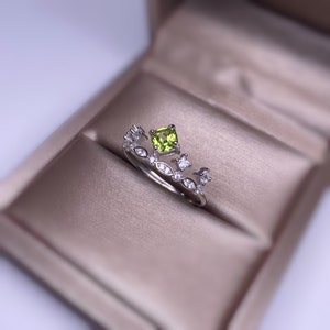 925 Silver Peridot Adjustable Crown Ring, tarnish free image 3