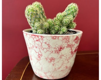 Red and White Bubble  Small Ceramics Vase