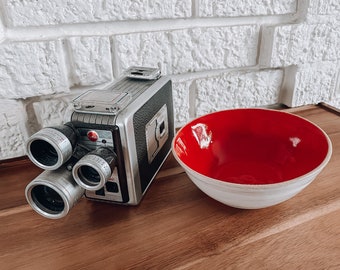 Red and White Ceramics Bowl