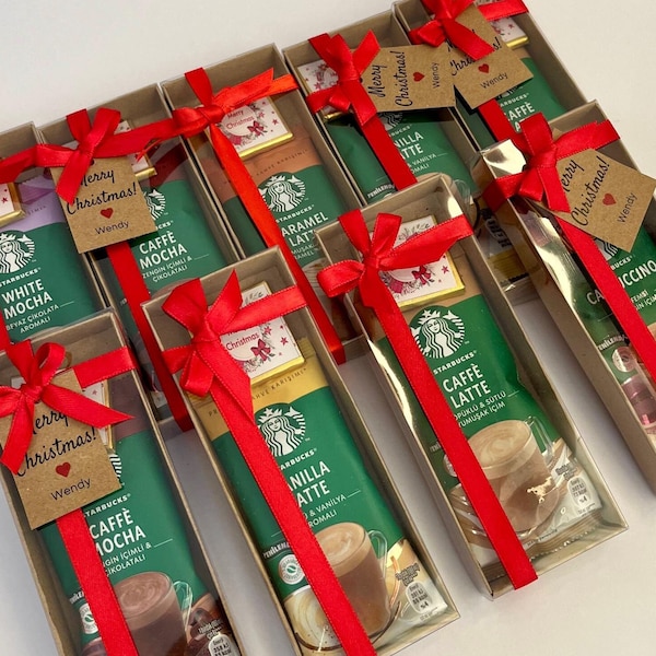 Coffee and Chocolate Favors for Christmas Guests, Christmas Gift, Coffee Chocolate Gift Box, Merry Christmas Table, Holiday Decor, Gift Box