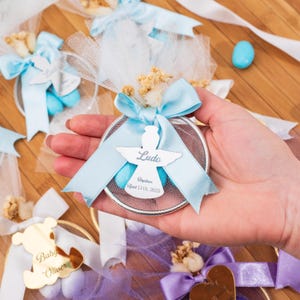 Baby Blau Einzigartige kundenspezifische Taufe Mandel Süßigkeiten Geschenke für Mädchen und Jungen, Taufgeschenke, Stechpalme Kommunion Gunst, Mi Bautizo, Hochzeitsgeschenke