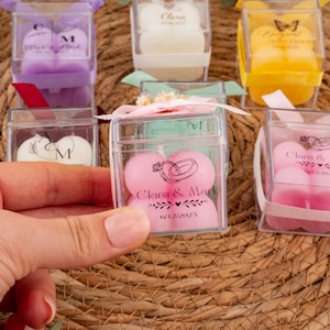 Personalized Pink Bubble Candle Favors: Vanilla Scented, Custom Label