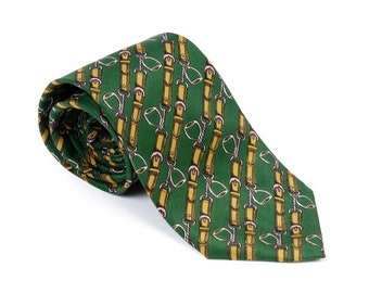 LANVIN vinatge tie green gold silk patterns