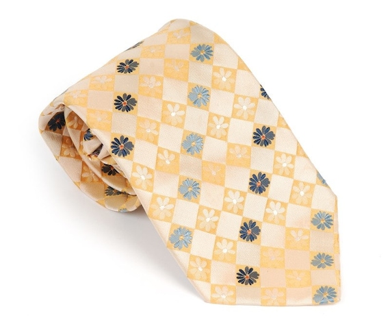 KENZO vintage tie yellow gold silk patterns - image 1