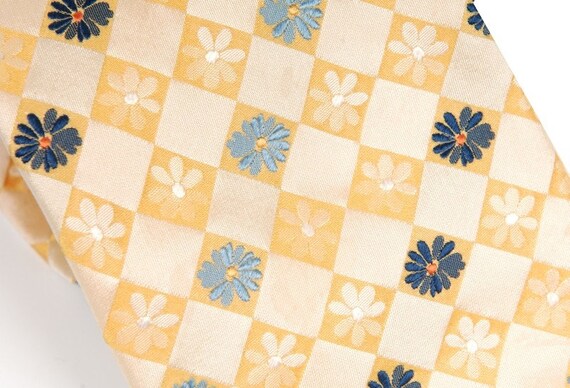 KENZO vintage tie yellow gold silk patterns - image 2