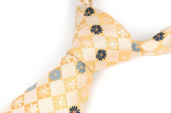 KENZO vintage tie yellow gold silk patterns - image 4