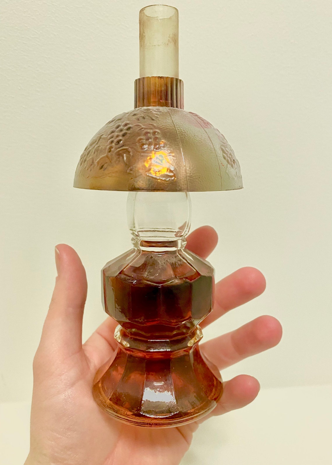 RARE Vintage Clear Glass Miniature Oil Lamp Perfume Etsy