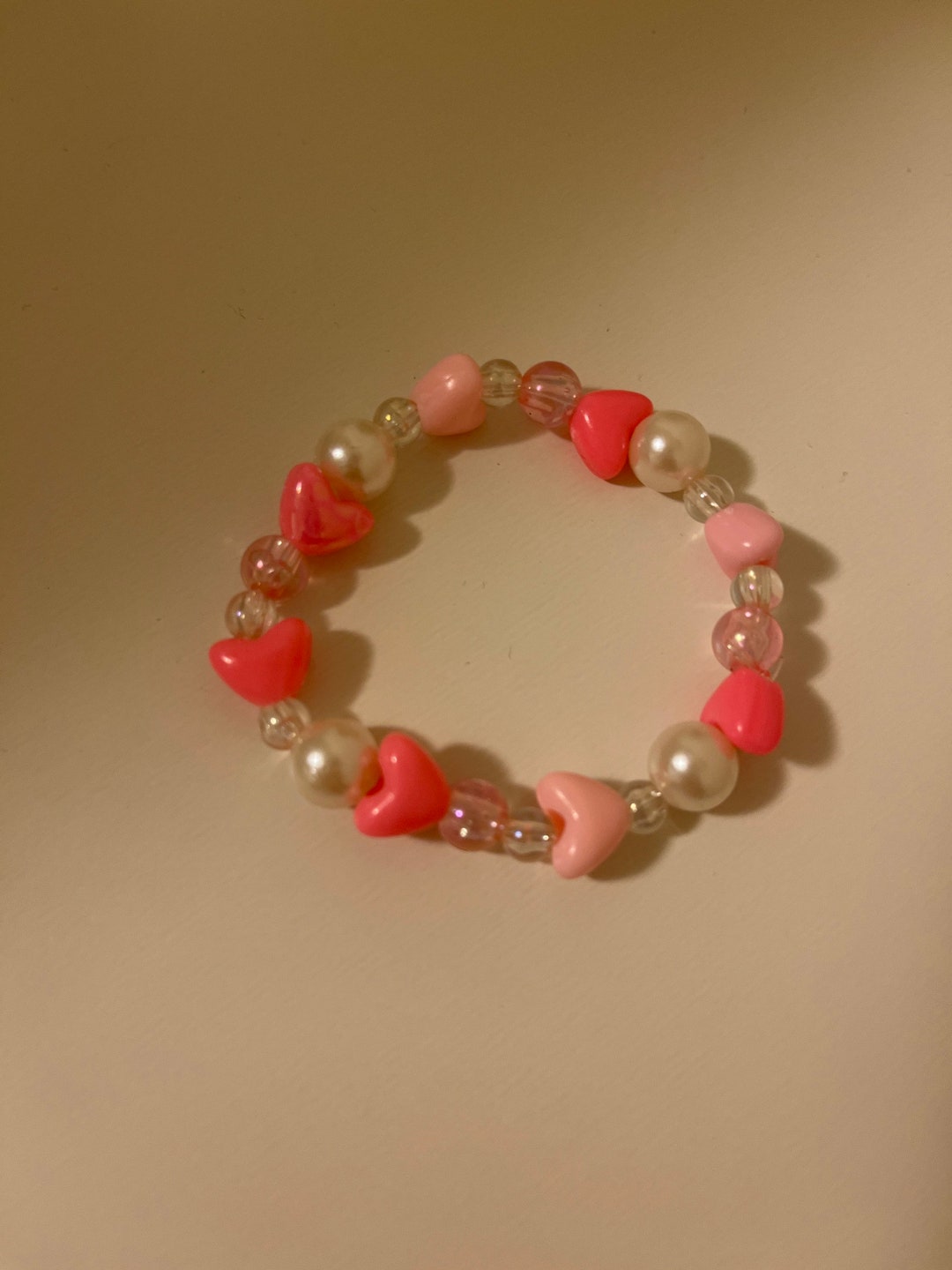 Coquette Beaded Heart Bracelet Etsy