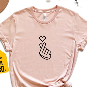 Korean Finger Heart Shirt, Korean Lover Shirt, K-pop Finger Shirt, Cute Korean Heart Shirt, Saranghae Shirt, K Pop Shirt, Finger Heart Shirt