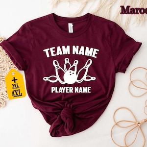Custom Bowling Shirt With Player And Team Name, Team T-Shirt, Bowler Gift, Bowling Crew Tee, Player Name Apparel, Bowling Lover Top