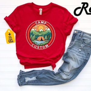 Custom Camp Shirt, Family Camping T-Shirt, Camp Crew Tee, Friends Group Gift, Outdoor Adventure Top, Camping Family Trip, Nature Lover Gift image 7