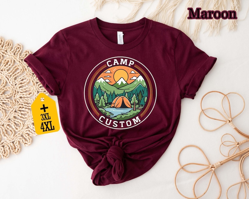 Custom Camp Shirt, Family Camping T-Shirt, Camp Crew Tee, Friends Group Gift, Outdoor Adventure Top, Camping Family Trip, Nature Lover Gift image 2