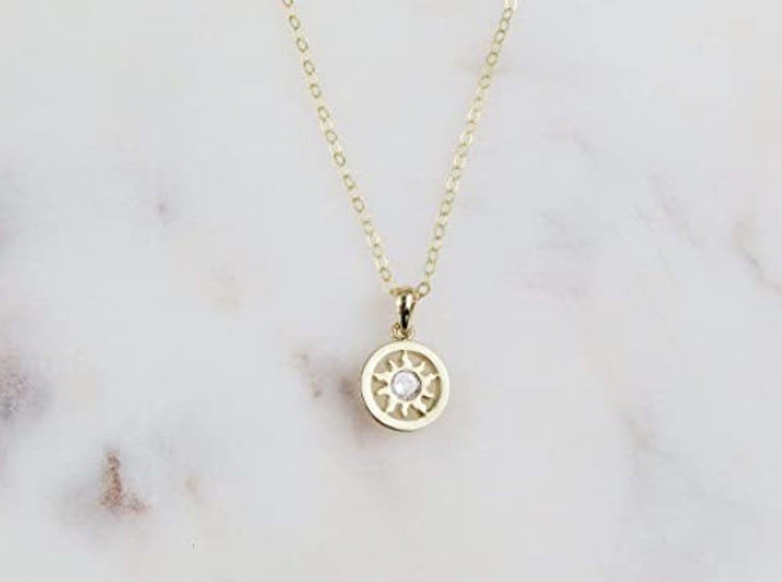Sunshine Necklace Sun Necklace Pendant Cubic Zirconia Etsy