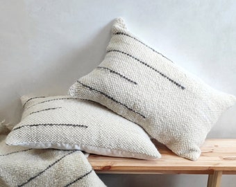 Handmade wool 2 pillows and rug set, Organic wool accent pillow, Washable runner, Bedroom rug, Cozy handmade wool set