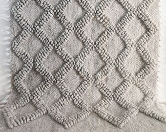 Nature Wool Rug, Scandinavian Handknitted Rug, Unique Modern Neutral Aesthetic Rug, Cozy Comfort Accent, Perfect New Home Gift