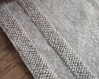 Cozy Elegance: Authentic Ukrainian Carpathian Wool - Gray Handcrafted Warm Throw, Blanket, Rug, Wool Coverlet, Sofa Pad. Scandy Style
