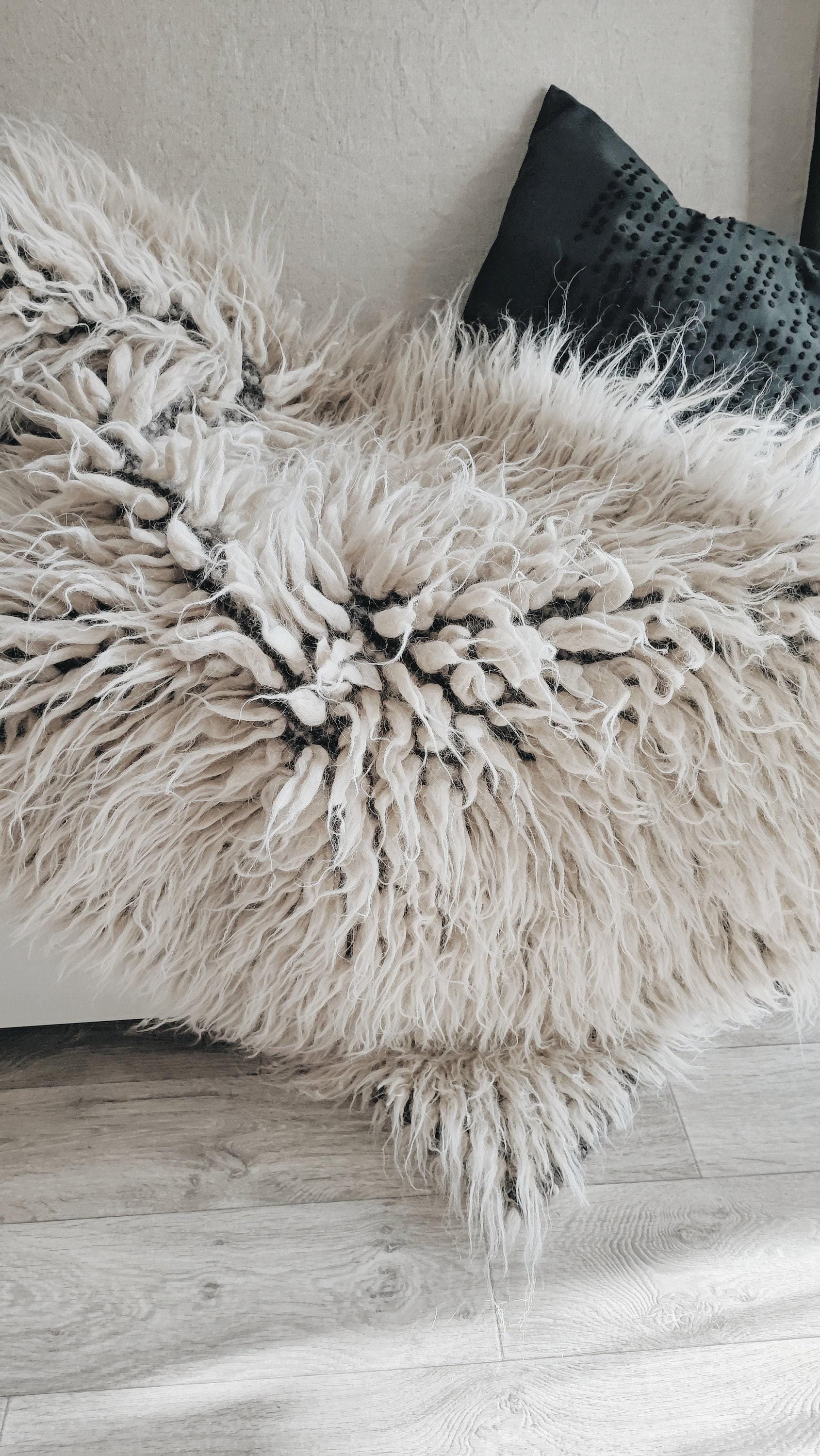 Shaggy Wool Rug, Natural Tufted Area Rug, Modern Scandinavian Wool
