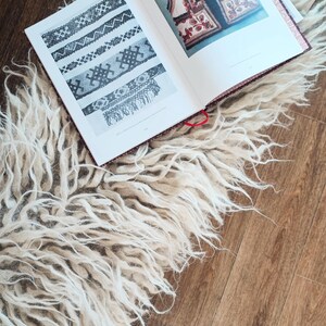 Handmade Ivory Rug, Traditional Weaving Wool Carpet, Fluffy Tuft Rug, Unique Accent for Home Decor, Perfect Housewarming or Christmas Gift image 7