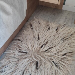 Hand Tufted Flokati Wool Rug, Shaggy Natural Wool Carpet for Living Room, Textured Modern Tufted Rug Fluffy Hand Rug, Housewarming Gift image 2