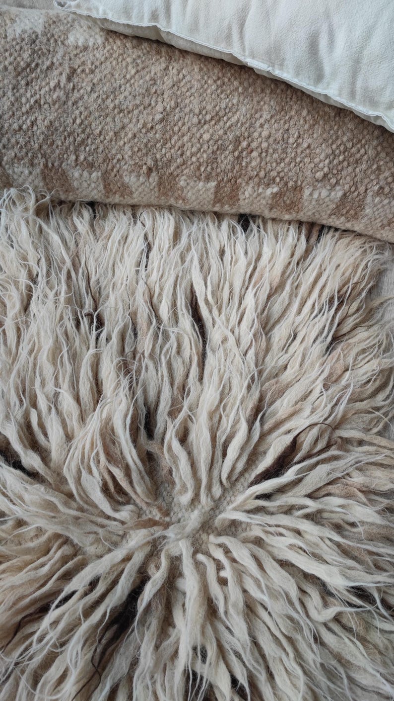 Hand Tufted Flokati Wool Rug, Shaggy Natural Wool Carpet for Living Room, Textured Modern Tufted Rug Fluffy Hand Rug, Housewarming Gift image 3