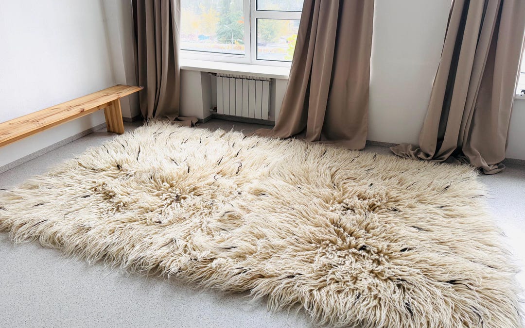 Real Wool Rug Large Wool Rug – Natural Fiber, Sheep Wool, Scandinavian, Modern, Boho ...