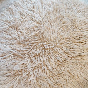 Fluffy Wool Rug, Shaggy Hand Woven Scandinavian Rug, Flokati Ivory Carpet, Natural Couch Cover Bedroom Aesthetic, Cozy Home Gift image 1