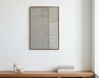 Antique Hemp Textile Wall Art – Handmade Japandi Fabric Wall Hanging, Neutral Wabi Sabi Tapestry, Artisan Wall Decor