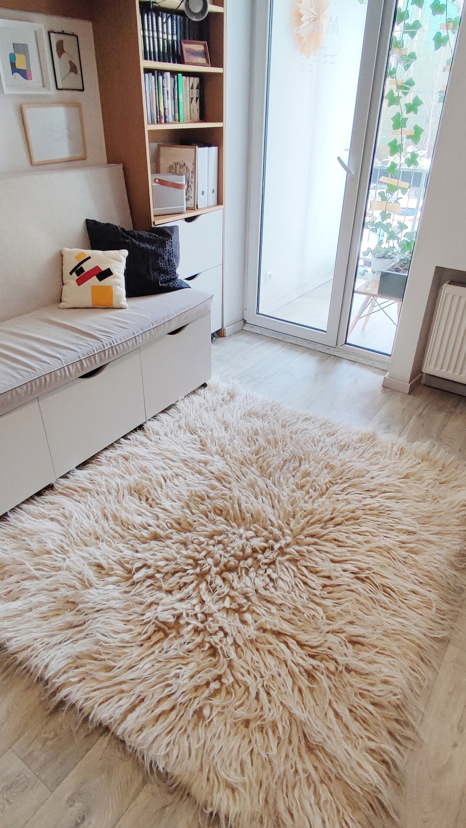 Fluffy Tufted Wool Rug, Shaggy Wool Rug, Shaggy Flokati Rug, Wool Rug ...