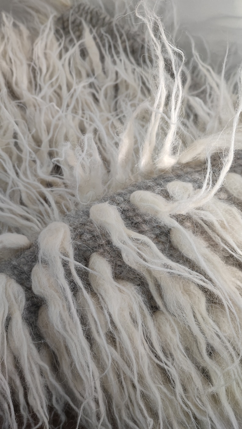 Authentic Ukrainian Carpathian Wool Handwoven Shaggy Flokati Rug, Sofa