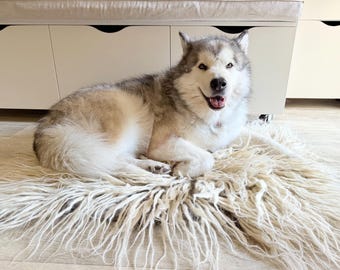 Custom Dog Bed, Sheep Wool Pet Bedding, Pure Wool Pet Resting Mat, Breathable Dog Lounge Pad, Thoughtful Present for Pet Parents