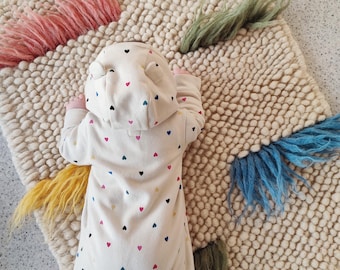 Handmade Wool Rug for Kids Room, Soft Shaggy Playmat, Natural Woven Carpet, Cozy Winter Nursery Decor, Christmas Home Gift
