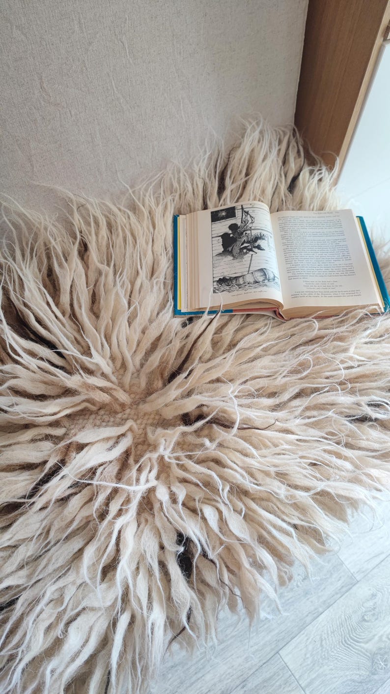 Hand Tufted Flokati Wool Rug, Shaggy Natural Wool Carpet for Living Room, Textured Modern Tufted Rug Fluffy Hand Rug, Housewarming Gift image 5