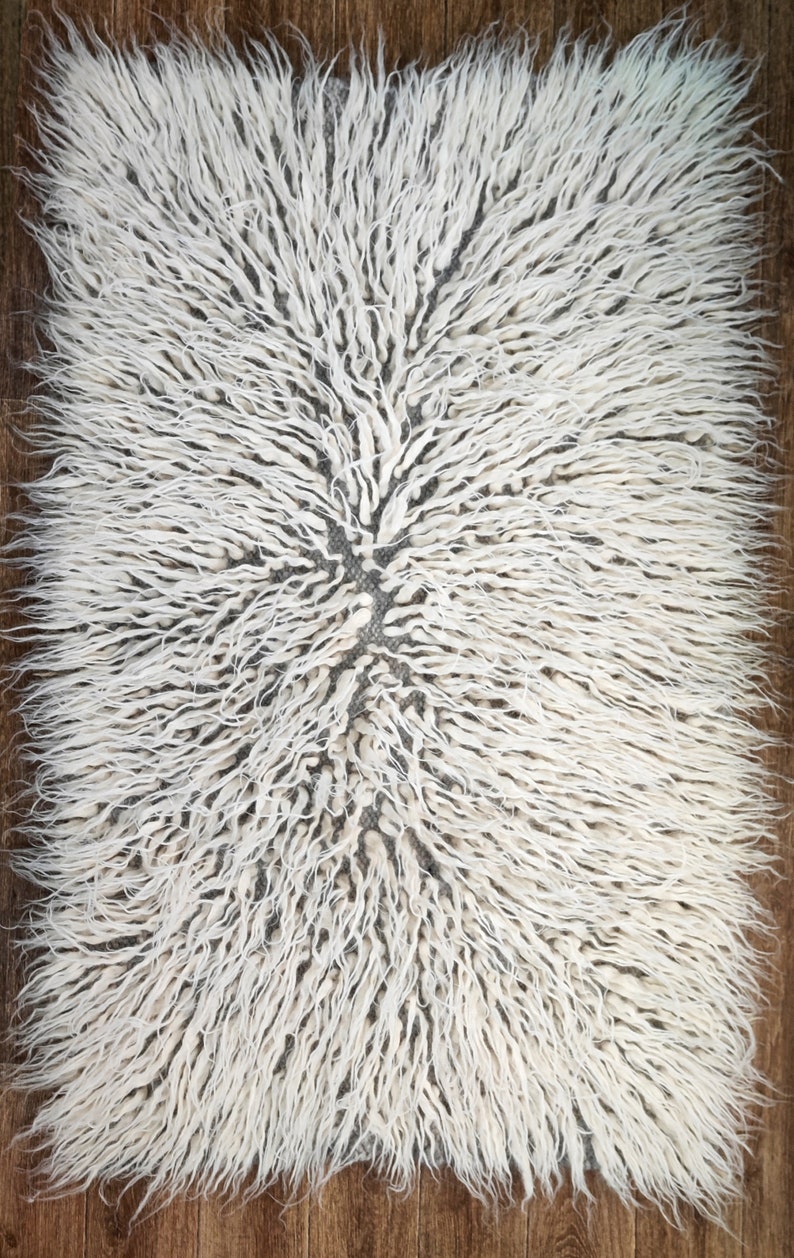 Authentic Ukrainian Carpathian Wool Handwoven Shaggy Flokati Rug, Sofa