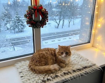 Windowsill Cat Bed, Window Cat Perch, Scandinavian Cozy Cat Bed, Cat Window Seat, Custom Size Cat Shelf Rug, Cat Lover Gift