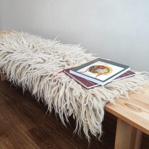 Handmade Ivory Rug, Traditional Weaving Wool Carpet, Fluffy Tuft Rug, Unique Accent for Home Decor, Perfect Housewarming or Christmas Gift image 2