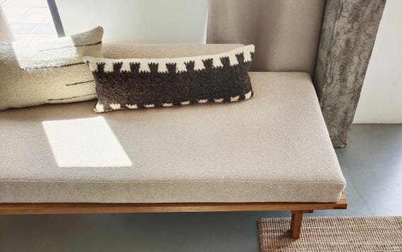 Wool Lumbar Pillow, Neck Pillow, Rustic Throw Pillow, Decorative Pillows, Living Room Pillow, Boho Dark Gary Pillow