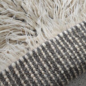 Fluffy Wool Rug, Shaggy Hand Woven Scandinavian Rug, Flokati Ivory Carpet, Natural Couch Cover Bedroom Aesthetic, Cozy Home Gift image 6