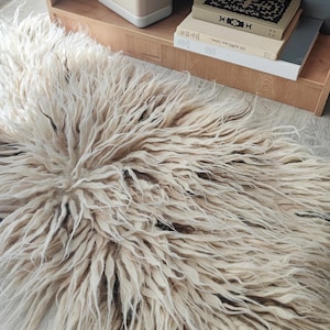 Shaggy Wool Rug, Natural Tufted Area Rug, Modern Scandinavian Wool Rug, Living Room Decor, Cozy Decor, Flokati Carpet, Shaggy Throw Carpet