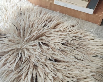 Shaggy Wool Rug, Natural Tufted Area Rug, Modern Scandinavian Wool Rug, Living Room Decor, Cozy Decor, Flokati Carpet, Shaggy Throw Carpet