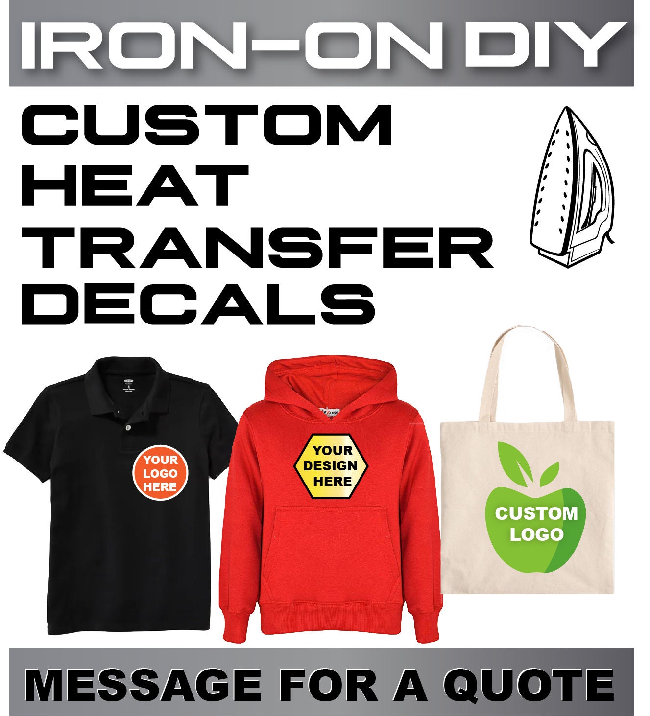 CUSTOM Logo Heat Transfer iron On HTV DIY Shirt Hoodie Apron Etsy