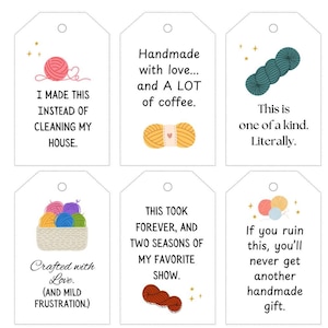Etiquettes pour cadeaux rigolotes à imprimer - Etiquettes pour cadeaux recto-verso rigolotes - Etiquettes pour cadeaux au crochet - Etiquettes pour cadeaux citation au crochet - Etiquettes pour cadeaux rigolotes PDF