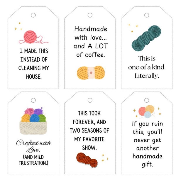 Funny Crochet Gift Tags: Printable Double Sided PDF