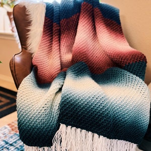 TUNISIAN CROCHET PATTERN - Tunisian Crochet Gradient Blanket - Tunisian Crochet Throw Pattern - Crochet Ombre Afghan