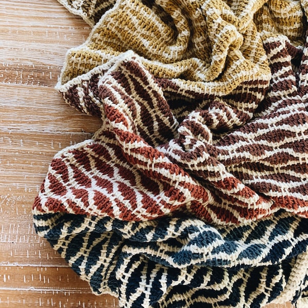 Jessica Throw: Tunisian Wave Crochet Blanket Pattern (PDF)