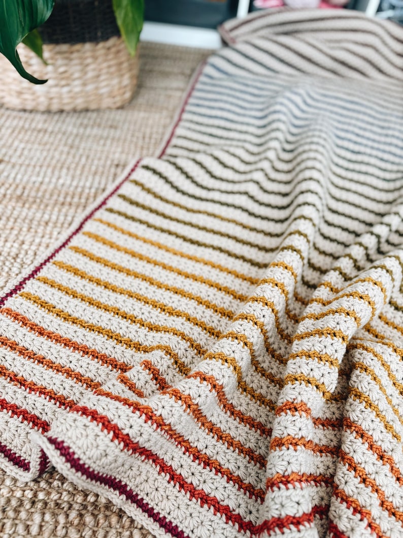 Amelia Blanket Crochet Pattern: Two-color Throw, Multiple Sizes (PDF ...