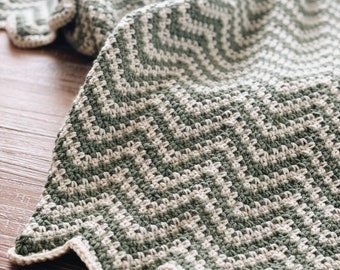 Patrón de manta de punto musgo ondulado a crochet - Intermedio (Patrón PDF)
