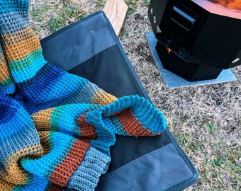 Tunisian Crochet Camping Blanket Pattern - Easy Tunisian Crochet Blanket Pattern - Crochet Camping Throw - The Quinn