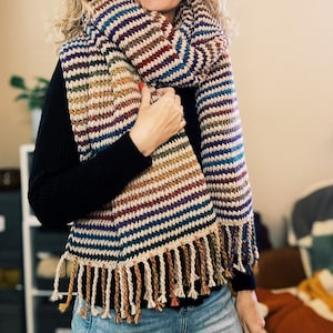 TUNISIAN CROCHET PATTERN - Easy Tunisian Crochet Scarf Pattern - Tunisian Crochet Wearable - Winter Scarf - Thick Crochet Scarf